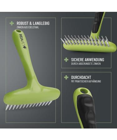 Reavet Dog Comb - Premium De-Fuzzer & Fur Care Brush for Long-Haired Dogs | Smooth & Dismantle Knots Easily - Buy Online on SooperMarket.com