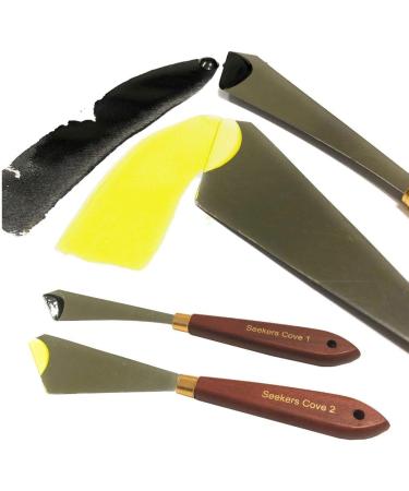 Painting Knife Set of 2 with Blender Background Brush - Palette Knives & Natural Bristle Paint Brush for Art - Straight Edge Flexible Tools (Unit 2 Brush & Pair Knives) - Buy Online on SooperMarket.com