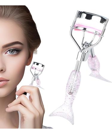 Teksome Small Eyelash Curler Small Fish Tail Shape Eye Curler with Comb Teeth Beautiful Ergonomic Portable Eyelash Tools Makeup Supplies for Girls Women Females Ladies A4 Chrome Plated With Pink Comb Pink Mermaid Hand - Buy Online on SooperMarket.com