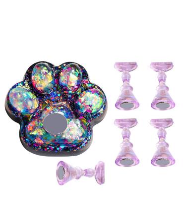 Lurrose 1 Set Nail Art Tools Kit Cat Claw Nail Art Palette Polish holder Acrylic Nail Practice Stand Color Mixing Plate Nail Spit Display for Manicure Design Blue Fluorescent Blue.