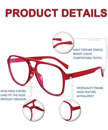 Feizedy Retro 70s 80s Blue Light Filter Glasses for Women & Men - B2888 Red Frame 60mm | Blue Light Blocking PC Gaming Glasses - Buy Online on SooperMarket.com