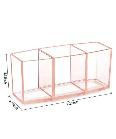 Clear Acrylic Makeup Brush Holder - 3-Compartment Vanity Organizer for Skincare & Makeup Storage | HBlife - Buy Online on SooperMarket.com