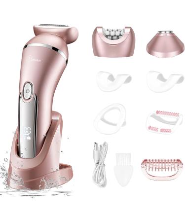 Hatteker Electric Shaver for Women Lady Epilator Electric Razors Kit Hair Remover for Face Chin Arm Leg Armpit Bikini Trimmer Painless Waterproof USB Rechargeable Dry Wet with Detachable Head 3 in 1