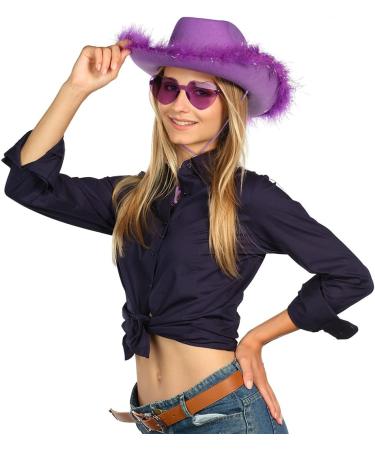 Funcredible Purple Cowgirl Hat with Glasses | Western Rodeo Costume Accessories for Women, Girls, and Kids - Buy Online on SooperMarket.com