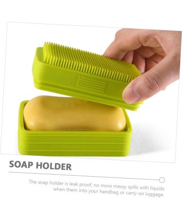 Green Healeved Box Soap Dish with Scalp Massagers, Loofah, and Silicone Shower Accessories - Buy Online on SooperMarket.com