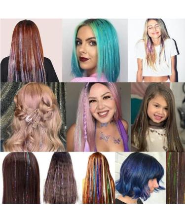 4200 Strands Hair Tinsel Extensions - 14 Vibrant Colors - Long Straight Synthetic Hair Extensions for Women, Girls - Ideal for Party, Cosplay - 36.6 Inches - Buy Online on SooperMarket.com