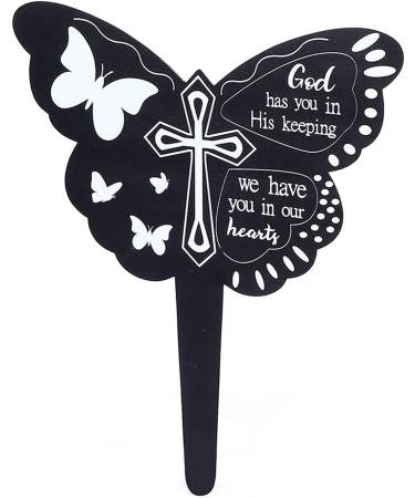 Memorial Stake Plaque Markers Graveyard Decoration Garden for Butterfly Black Plaques - Buy Online on SooperMarket.com