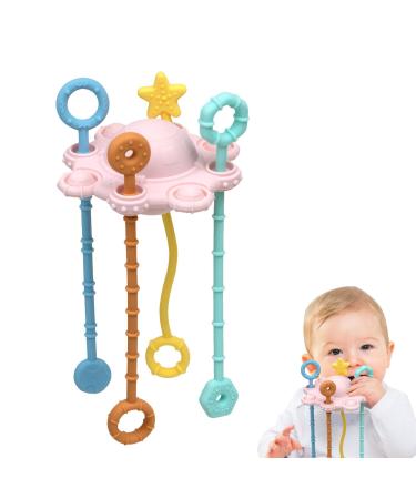 Generic adjustable hanging toys for babies Montessori toys for babies - interactive child -friendly nativity toys - soft sliding and dragging toys in strong pastel colors.Pink
