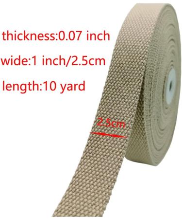 1 Inch Wide 10 Yard Heavy Cotton Webbing Strap for Bag Handles & Belts - Khaki - Buy Online on SooperMarket.com