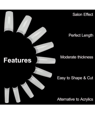 French Nail Tips 500pcs Half Cover False Nails with Box - 10 Sizes | Natural Acrylic Nail Tips for Salon and DIY Nail Art - Buy Online on SooperMarket.com