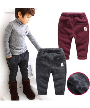 Mud Kingdom Little Boys Fleece Pants | Tight Fit Warm Winter | 12-18 Months | Light Gray - Buy Online on SooperMarket.com