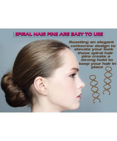 Mini Skater 1.88 Spiral Hair Pin Twist Barrette Spin Pins - Brown Set of 20 - Non-Scratch Round Tips for Women's Bun Hair Style DIY - Buy Online on SooperMarket.com
