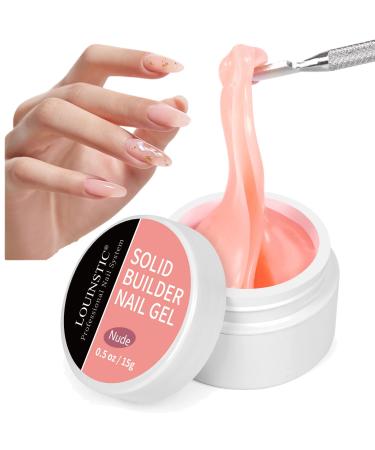 LOUINSTIC Solid Builder Nail Gel-15g Solid Gel For Nails Solid Nail Glue Gel Non-Sticky Hand Carving Gel Modeling Nail Art Gel Gel Solido Para Pegar u as (Nude)