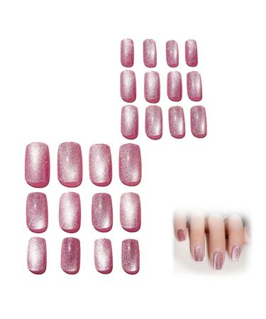 1 Set Cat Eyes Press on Nails Medium Square Press on Nails Full Cover Press on Nails Reusable Fake Nails Multipurpose Glue on Nails for Nail Decorations