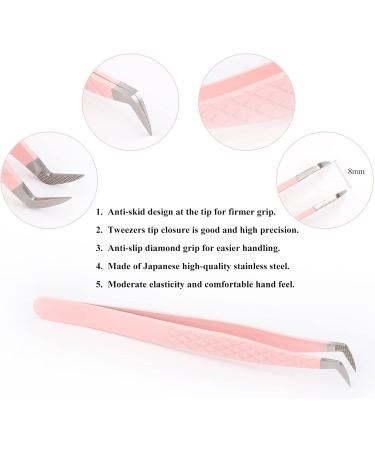 Tweezers for Eyelash Extension Professional Eyelash Tweezers for Single 2D 3D Eyelash Extension(Rounded Corners) 1 count (Pack of 1) Pink - Buy Online on SooperMarket.com