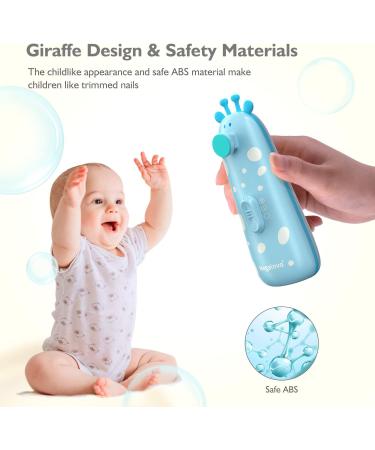 Megainvo Electric Baby Nail File Trimmer with 10 Grinding Heads - Safe, Quiet, LED Light - Baby Nail Clippers for Newborns & Toddlers - Blue - Buy Online on SooperMarket.com
