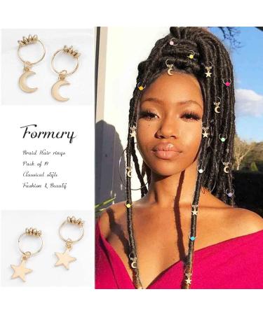 Star & Moon Dreadlock Charms & Beads Set - Formery Gold Jewelry Clips for Locs, Hair Accessories for Women & Girls - Buy Online on SooperMarket.com
