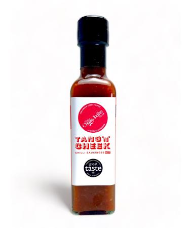 The Cheeky Indian Tang n Cheek Hot & Sour Sweet Tangy Chilli Sauce Tamarind & Fresh Chilly Ideal with BBQ & Grilled Vegetable & Meats Dips Suitable for Vegetarian Dairy & Gluten-Free 220g Tang 'n' Cheek