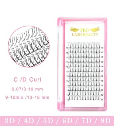 3D D Curl 0.10mm Short Stem Eyelash Extensions - Finished Compartment Volume Lashes (12 Pieces) - Buy Online on SooperMarket.com