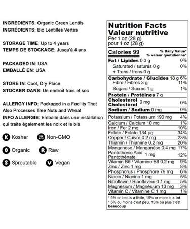 Organic Whole Green Lentils 10 lbs - Non-GMO Raw Beans, Vegan & Kosher - High in Folate, Fiber & Protein - No Soaking Required - Ideal for Soups & Veggie Burgers - Buy Online on SooperMarket.com