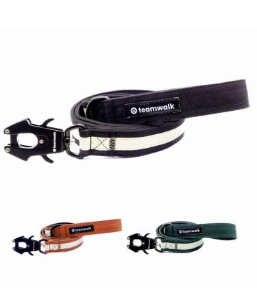Teamwalk Premium dog leash - with light strips soft upholstery robust buckle (black 130cm) leash black (130cm) black