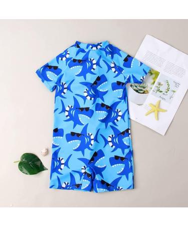 PythJooh Baby Boy Swimsuit Rash Guard Shark Print One Piece Swimwear - Blue Shark (1-2 Years) - Buy Online on SooperMarket.com