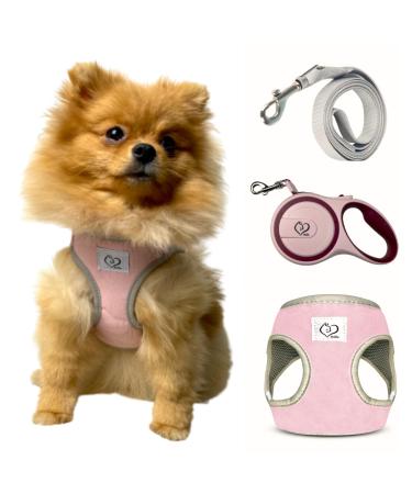 Belffy cat dishes and leash set with automatic leash for cats kittens puppies or dogs.Outbreaking jacket and leash for large medium and small pets (tall pink).L pink