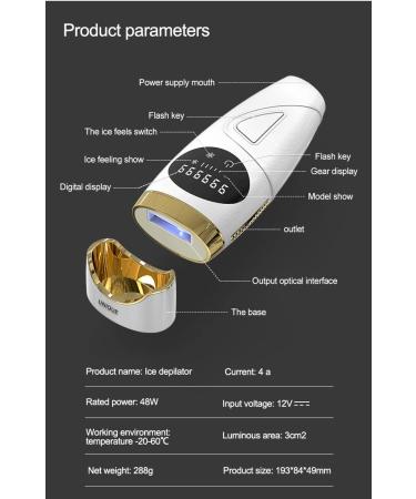 IPL Hair Removal Device with Ice Cooling Technology - 999,999 Flashes, 2 Modes, 5 Intensity Levels, Painless Permanent Hair Eraser for Men and Women - Buy Online on SooperMarket.com