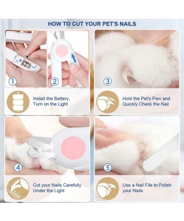 EPROICKS LED Pet Nail Clippers with Safety Guard - Pink - Ideal for Dogs, Cats, Rabbits, Guinea Pigs - Precise Trimming, Anti-Bloodline, Grooming Tool - Buy Online on SooperMarket.com