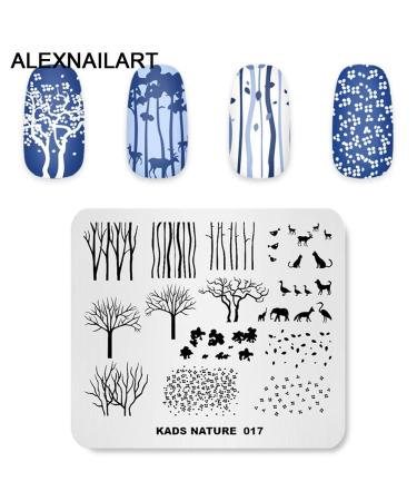 Nail Art Stamping Plate - Nature Branch & Woodland Animals | DIY Nail Polish Tool NA017 - Buy Online on SooperMarket.com