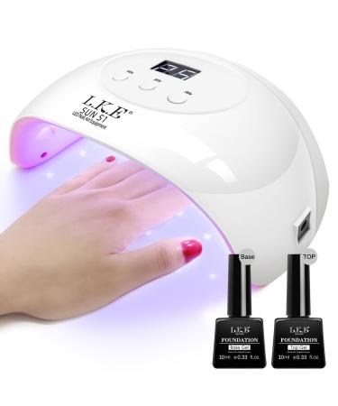 LKE UV Lamp for Gel Nails Top and Base Coat Gel Nail Kit 72W Nail Lamp with LCD Screen/3 Timer Setting/Auto Sensor Gel Nail Lamp Nail DIY Tools for Beginners Gifts Pink
