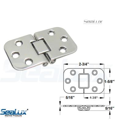 SeaLux Marine 316 Stainless Steel 180 Degree Flush Mount Hatch Hinge 2-3/4 x 1-5/8 for Boat RVs - Pair - Buy Online on SooperMarket.com