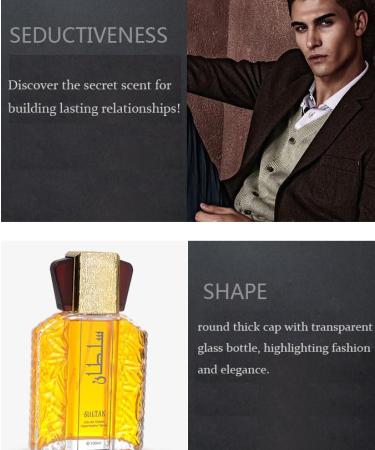 Dubai Men's Perfume - Elegant & Long Lasting Scent 100ml Arabian Cologne for Men Sultan Eau de Vapurisateur Spray Arabian Perfume Oil Sultan Gold Perfume Oil (2 Pack) - Buy Online on SooperMarket.com