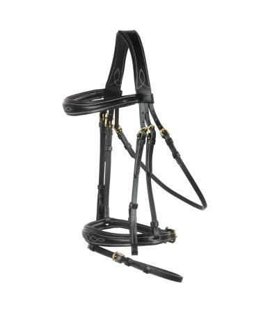 HORZE Horse Bridle Sion English Noseband Bridle and Reins Black C (C) Thoroughbred Black