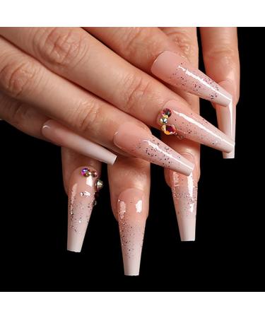 Brishow Coffin Artificial Nails - Long Gradient Ballerina Acrylic Press-On Nails (24pcs) for Women & Girls - Shop Now! - Buy Online on SooperMarket.com