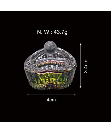 Rainbow Glass Crystal Acrylic Dappen Dish with Lid - Heart Shape | Nail Tool for Acrylic Powder Monomer | HJ-NAPB019-Heart - Buy Online on SooperMarket.com