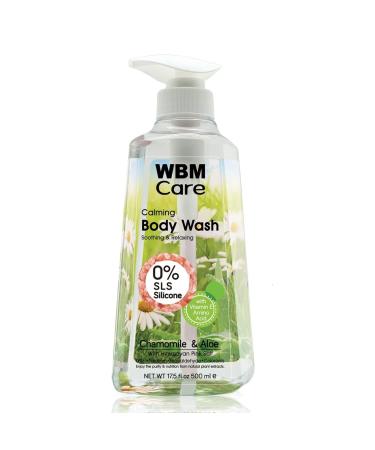 Natural Body Wash Rich in Chamomile & Aloe with Himalayan Pink Salt Calming & Relaxing Liquid Shower Gel 17.5 Oz