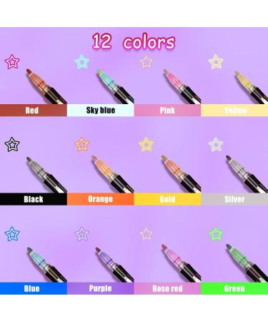 Double Line Markers Outline Pens Set - 12 Glitter Colors for DIY Art, Card Making, Lettering & Craft Projects - Buy Online on SooperMarket.com