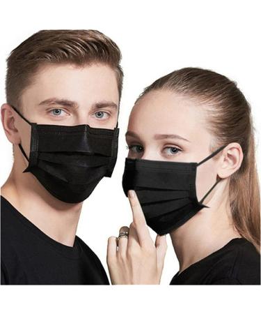 50pcs Black Disposable Face Masks - Breathable Mouth Cover for Adults (Men & Women) - Elastic Ear Loop - Buy Online on SooperMarket.com
