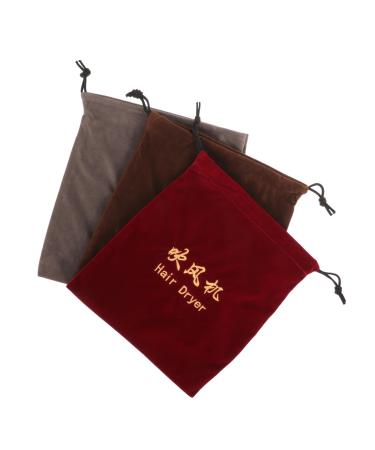 Baluue 3 Pcs Makeup Bag Organizer Hair Dryer Fabric Bag Fabric Velvet Storage Bag Hair Dryer Bags