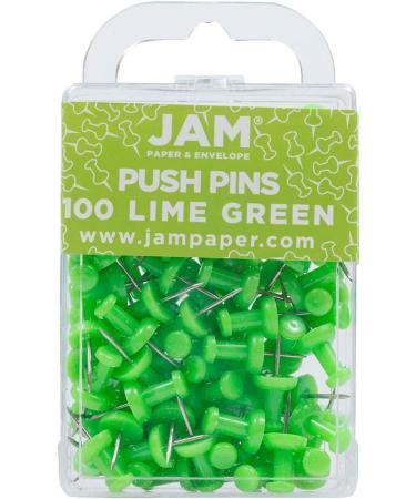 Jam Paper Push Pins - Lime Green - Pack Of 100
