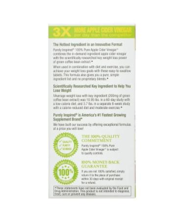 Purely Inspired Apple Cider Vinegar+ | 100 Easy-Swallow Veggie Tablets for Digestive Health - Buy Online on SooperMarket.com