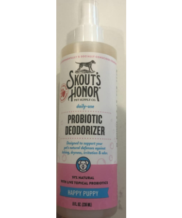  Probiotic Deodorizer 8 fl. oz. - Hydrates and Deodorizes Fur, Supports Pets Natural Defenses, PH-Balanced and Sulfate Free - Avocado Oil (Happy Puppy)
