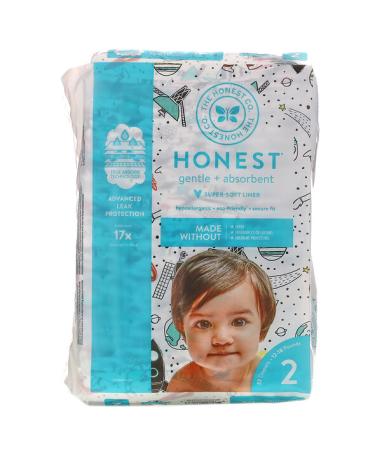 The Honest Company Honest Diapers Super-Soft Liner Size 2 Space Travel 12-18 Pounds 32 Diapers