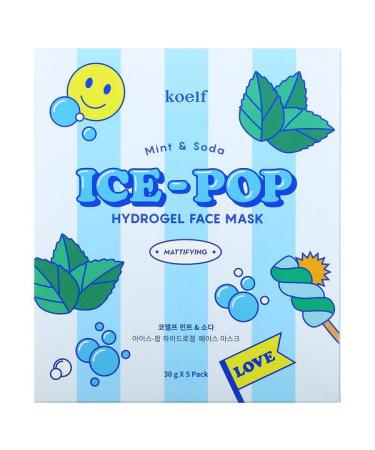 Koelf Ice-Pop Hydrogel Beauty Face Mask Mint & Soda 5 Sheets 30 g Each