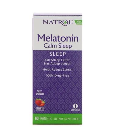 Natrol Melatonin Calm Sleep Fast Dissolve Strawberry Flavor 60 Tablets