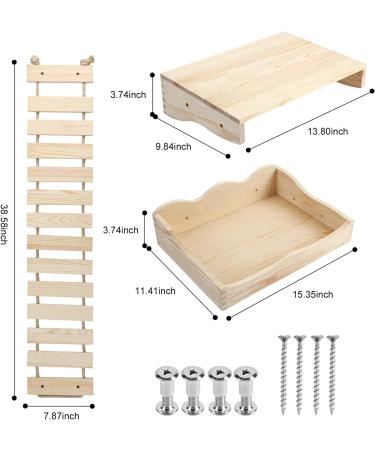 Yiotl Wall-Mounted Cat Shelf Set - Modern Solid Wood Furniture with Hammock, Climbing Bridge, and Cat Mat - Buy Online on SooperMarket.com