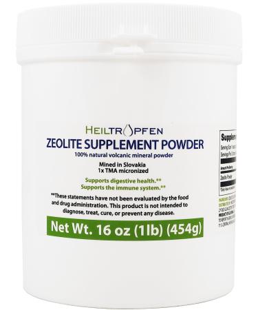 Zeolite Supplement Powder 1 Pound - 454 g | Detox | Clinoptilolite 93+-3% | Activated | Natural Mineral Dust | Ultra FINE Less-Than 20 m | Heiltropfen