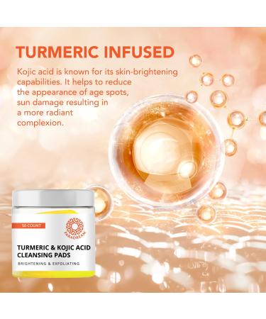Turmeric Kojic Cleansing Pads - Exfoliating Face Pads for Acne Scars & Pore Cleaning - 50PCS | Skin Firming & Deep Clean - Buy Online on SooperMarket.com