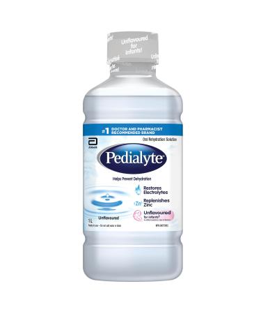 Pedialyte Electrolyte Oral Rehydration Solution Unflavoured 1-L Bottle Unflavored for Infants
